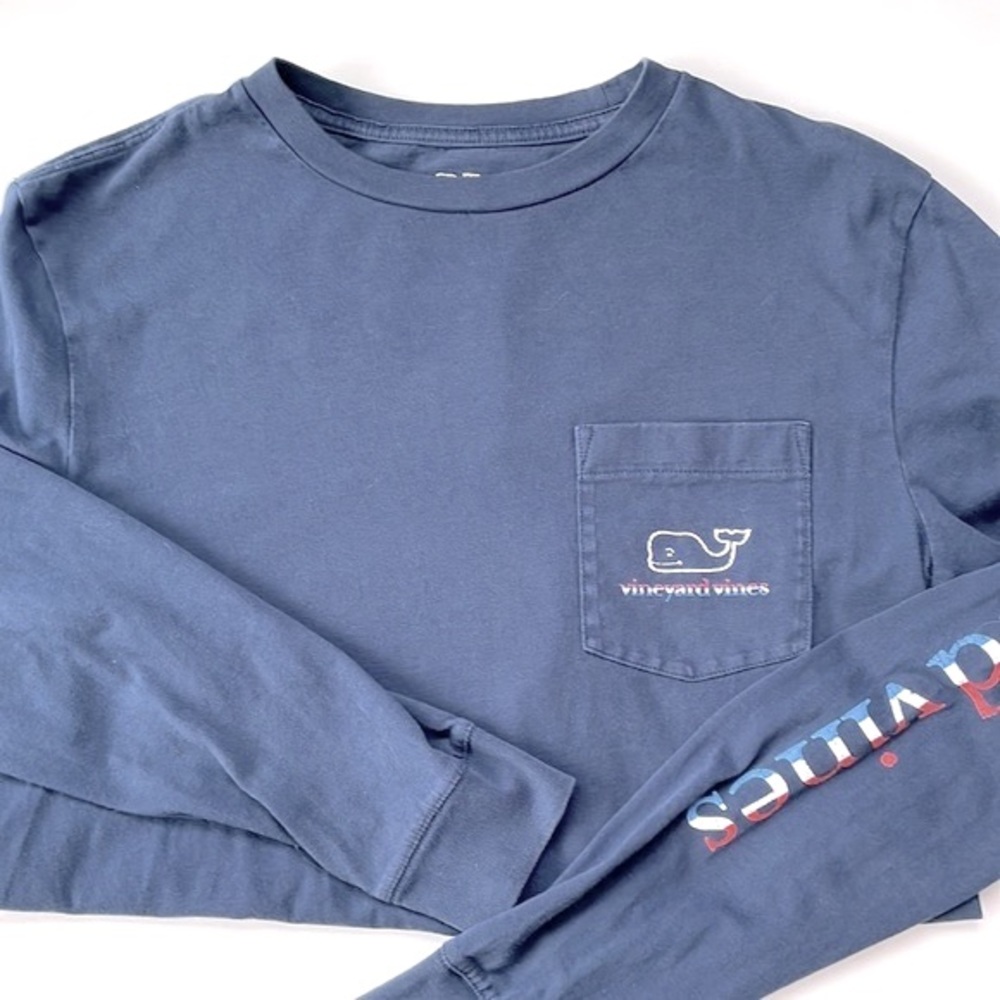 Vineyard Vines Unisex/Men’s Navy Long Sleeves Crewneck T-shirt, Size XS (Men’s)